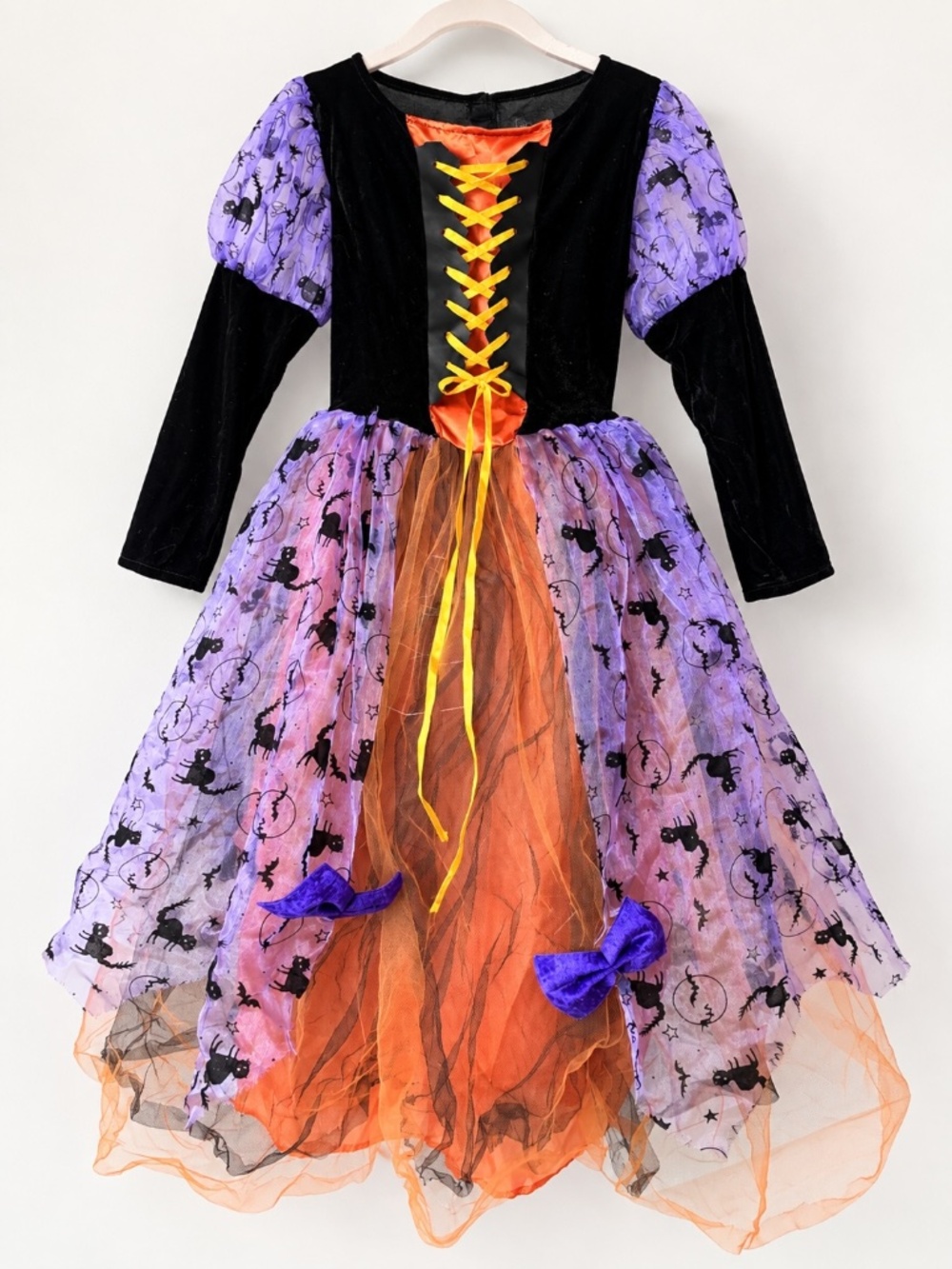 Girls Halloween Witch Costume Dress Black Purple Orange Tulle size 6/7